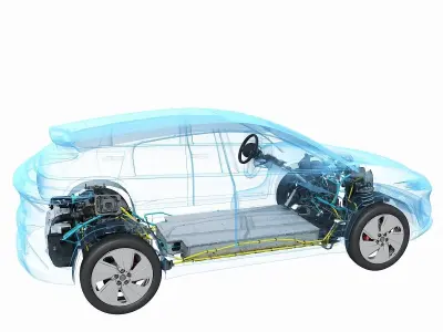 Electric SUV Chassis X-Ray 3D model