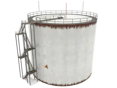 Oil Tank - Silo Low-poly 3D model