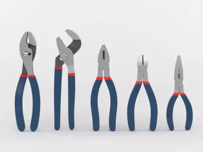 5-piece Pliers Set 3D model