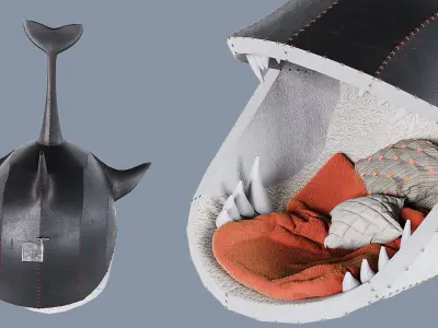 Swing chair by Porky Hefer Killer whale Fiona Blackfish Low-poly 3D model