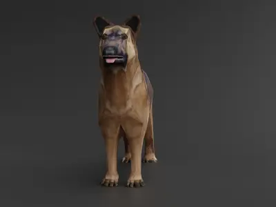 low poly dog model - ready for game  Low-poly 3D model