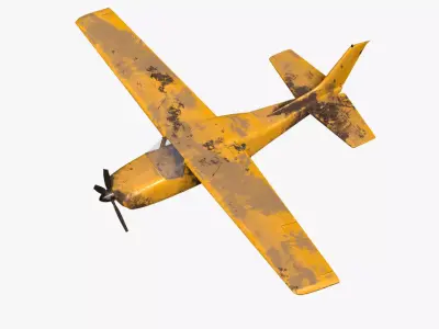 realistic destroyed propeller plane Low-poly 3D model