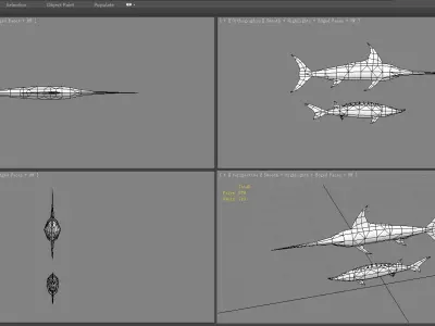 Cartoon fish - Xiphias gladius -marlin Low-poly 3D model