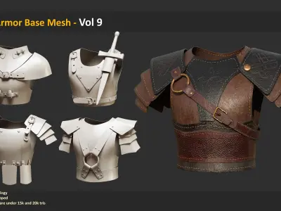 152 Leather Armor Base Mesh - Bundle Low-poly 3D model