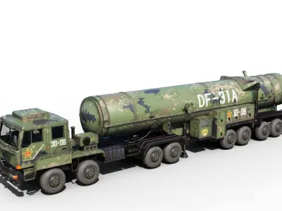 4 coatings of DF-31A CSS-10 DF31A ballistic missile launcher Low-poly 3D model