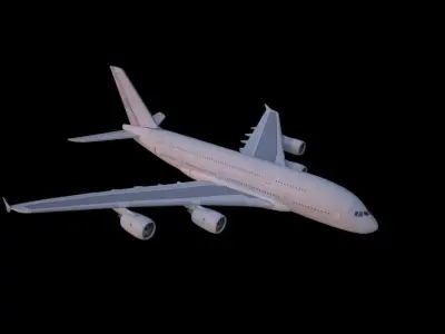 Airbus A380 with landing gear Low-poly 3D model