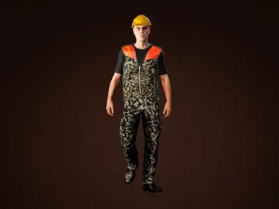 High Quality Male Army Worker Low-poly 3D model