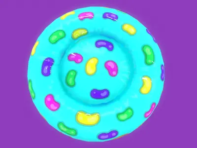 Stylized Blue Donut Pet Bed-Cartoon 3 D model-Dogs and Cats Free 3D model