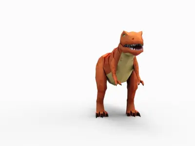 Tyrannosaurus rex Cartoon Orange  Low-poly 3D model