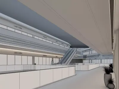 Shopping Mall interior Low-poly 3D model