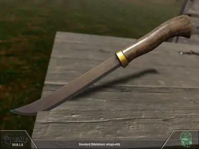 Knife with wooden handle Free low-poly 3D model