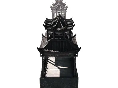 Asian Bridge PBR Low-poly 3D model