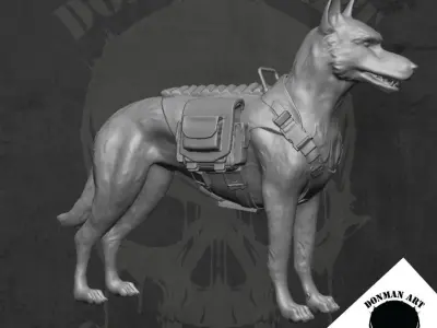 Marcus the K9 dog for action figures 3D print model