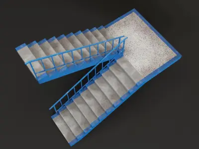 Concrete Stairs Low-poly 3D model