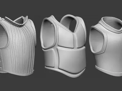 20 Low poly medieval fantasy body armor base mesh IMM brush 3D model
