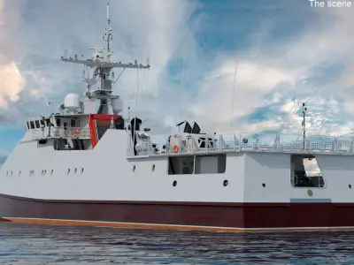 Coast Guard Ship Rigged 3D model