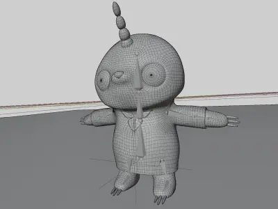 Cute Cartoon Sloth Character Low-poly 3D model