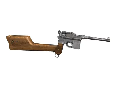 Mauser C96 Broomhandle with Stock 3D model