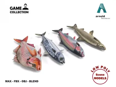 Fish set Low-poly 3D model