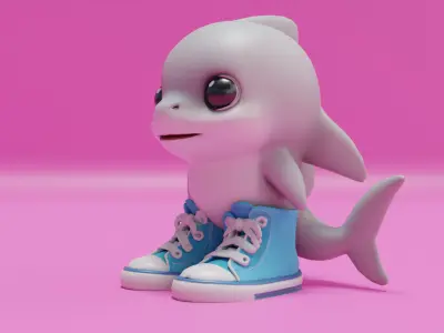 Baby Tralalero Tralala Boy Blue Italian brainrot Character Low-poly 3D model