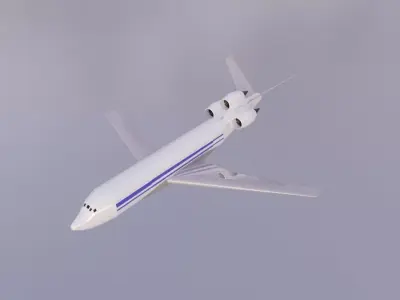 Fictional V-Tail Tri-Jetliner Concept - Non-IP Asset Low-poly 3D model