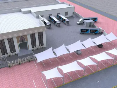 Outdoor Cafe and Market Zone Design A75 3D model