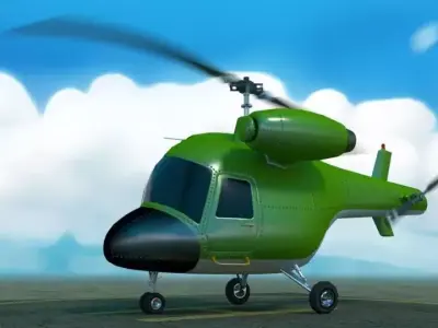 Rigged low poly cartoon helicopter Low-poly 3D model