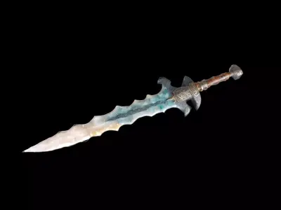 Flint Dagger With Full Of Artistic Sculpted Stone 3d Model 3D model
