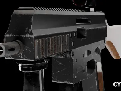 Realistic Weapon Low Poly - PBR Texture - Blender Cinema 4D Low-poly 3D model