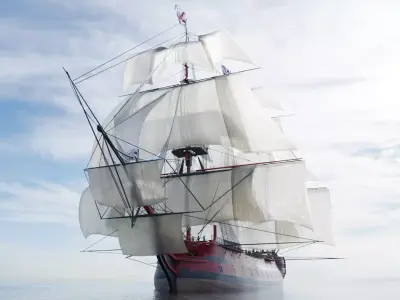 HMS Vanguard - Pirate Ship Galleon Low-poly 3D model