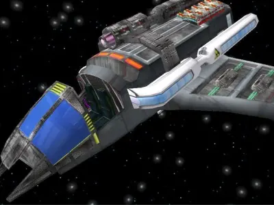 Sci-fi Space  Cargo Bomber Ship Free low-poly 3D model