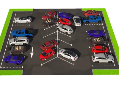 Street Car Parking 26 Lots Filled New Fur 3D model