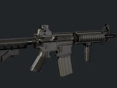 M4A1 Carbine with attachments and red dot Low-poly 3D model