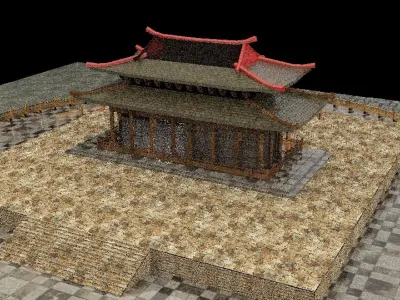 Chinese ancient house  Low-poly 3D model