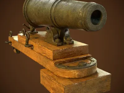 3D model Cannon Carronade 24 pound Low-poly 3D model