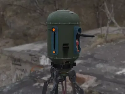 RETRO SCIFI Sentry gun Free low-poly 3D model