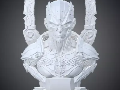 Cybernetic Warlord Bust Sci-Fi Commander Statue PM-391 3D print model