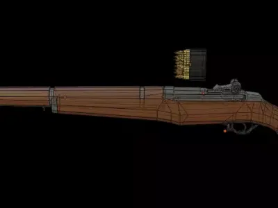 Low Poly M1 Garand Low-poly 3D model