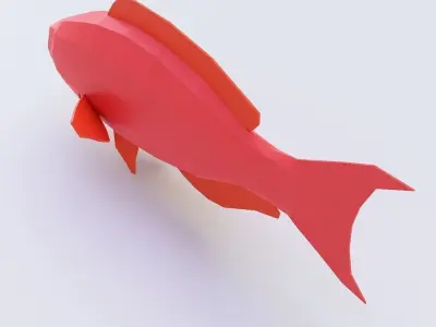 Red drum fish low poly 3d model  Low-poly 3D model