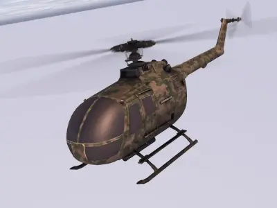 Low poly VR AR game ready military Helicopter  Low-poly 3D model