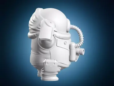 Heavy Armor Sci Fi Trooper with Gatling Gun 3D print model