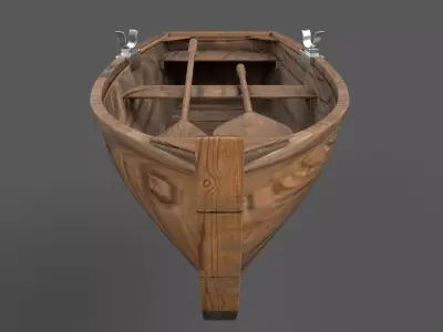 Canoe with Paddle Low-poly 3D model
