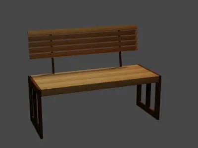 Streetbench wooden bench Low-poly 3D model