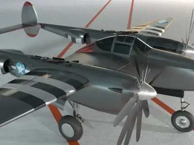 Lockheed P-38 Lighting Low-poly 3D model