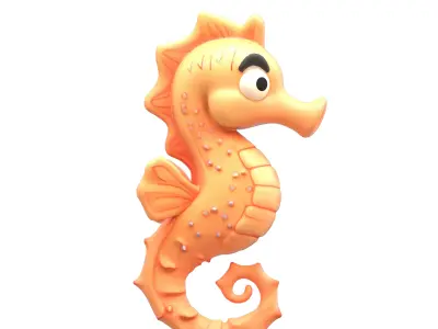 Cartoon Seahorse Low-poly 3D model