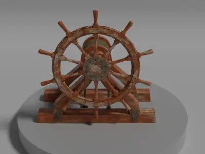 Ship Steering Wheel Low-poly 3D model