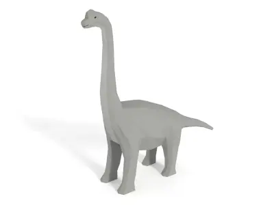 Low Poly Cartoon Brachiosaurus Dinosaur Low-poly 3D model