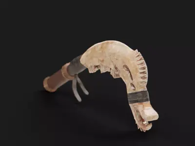 Ancient Fantasy Jawbone Club Low-poly 3D model