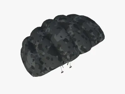 Parachute A09 Black Camouflage - Character Accessories Design Low-poly 3D model