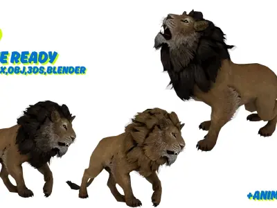 Realistic Lion 3D Model Game Ready  Wild Jungle Animal Low-poly 3D model